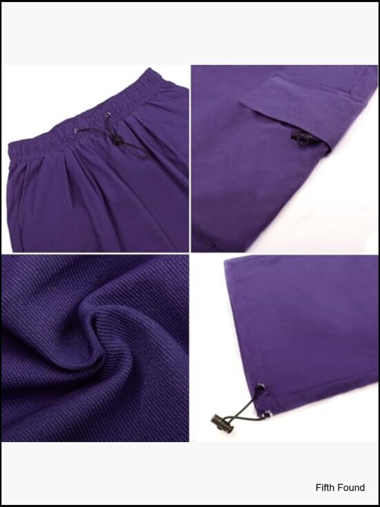 Women's Baggy Cargo Pants High Waist Wide Leg Hiking Trousers Loose Fit - Picture 4 of 7